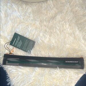 ❣️STARBUCKS 2 STRAWS & CLEANING BRUSH with MESH TRAVEL POUCH